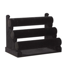 3-Tier Velvet Bracelet Holder Stand and Organizer - Jewelry Display Rack Black