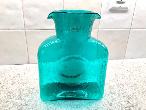 Blenko Glass Seabreeze Double Spout Carafe/Water Pitcher #384 USA 2013