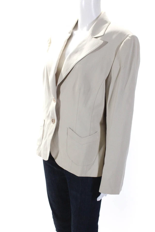 Chaqueta Blazer Tahari Mujer Dos Botones Punta Solapa Beige Talla 16 Foto 3 de 4
