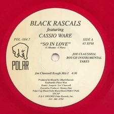 BLACK RASCALS feat CASSIO WARE - So In Love (remixes) - TRANSLACENT RED VINYL 7"