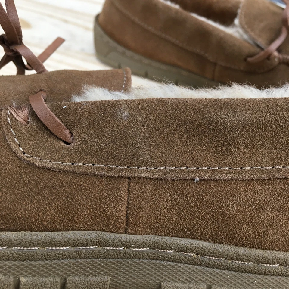 Zapatillas Eddie Bauer Para Hombres 8-9 Ryan Informales Sin Cordones Forrados Mocasines Marrón Gamuza Foto 4 de 4