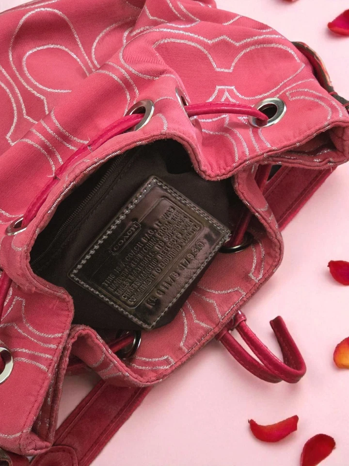 Coach подпись C серебряный холст винтажный ведро сумочки сумка мак - Изображение 4 из 4