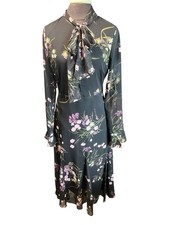 ASTR The Label Tie-Neck Ruffled Floral Midi Dress Small