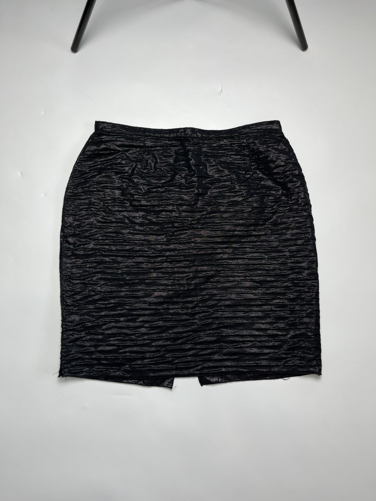 Dolce Gabbana Midi Skirt Textured Metallic Crinkle Shimmer Size 46