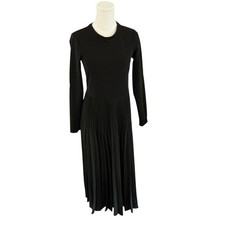 Uniqlo Black Long Sleeve Pleated Midi Dress Size S
