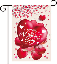 Valentine'S Day Garden Flag Seasonal Heart Garden Flag Burlap Outdoor Flag Welco