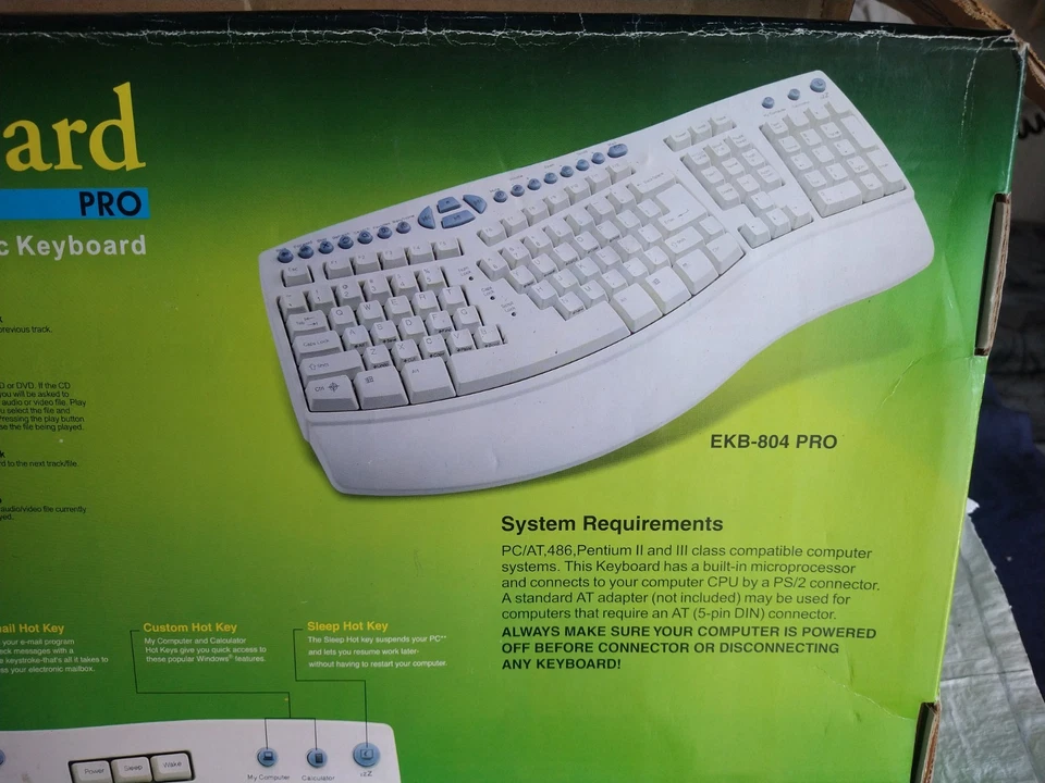 NEW Ortek Ergonomic Keyboard Wired PS/2 EKB-804 PRO White - Image 4 of 4