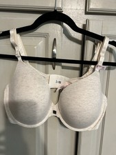NWT Victoria's Secret 38D Heather Gray Perfect Shape Cotton Logo Hardware Bra