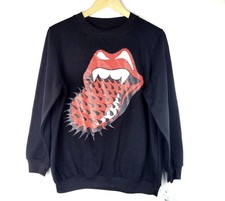 NEW Rolling Stones Women's Black Spiked Tongue Sweatshirt Size M