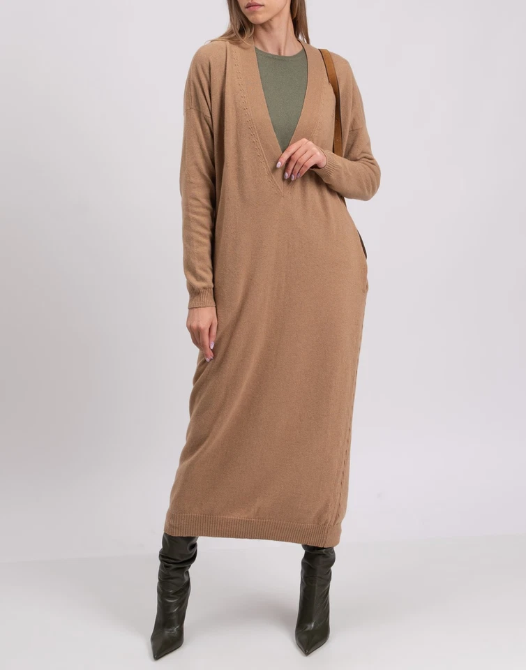 PVP €1100 BLUMARINE Vestido Jersey IT40 US4 UK8 S Mezcla de Cachemira y Lana Cuello Profundo Foto 2 de 4