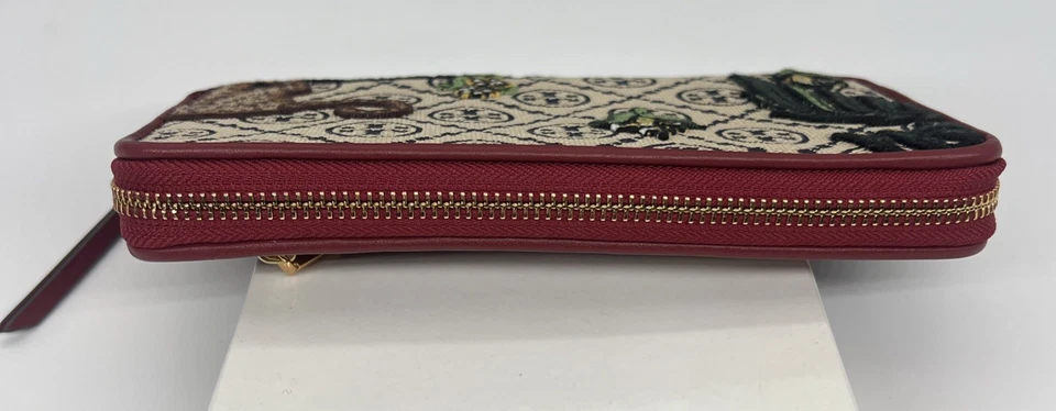 Auténtica Cartera Tory Burch Leopardo Selva T Monograma Bordado Nueva con Etiquetas Foto 4 de 4