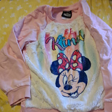 Disney Girls Minnie Mouse Pink Graphic Print Fleece Pullover Sweatshirt M