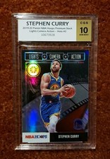 STEPHEN CURRY 2019-20 NBA Hoops Premium Stock Lights Camera Act. HOLO #2 CGS 10