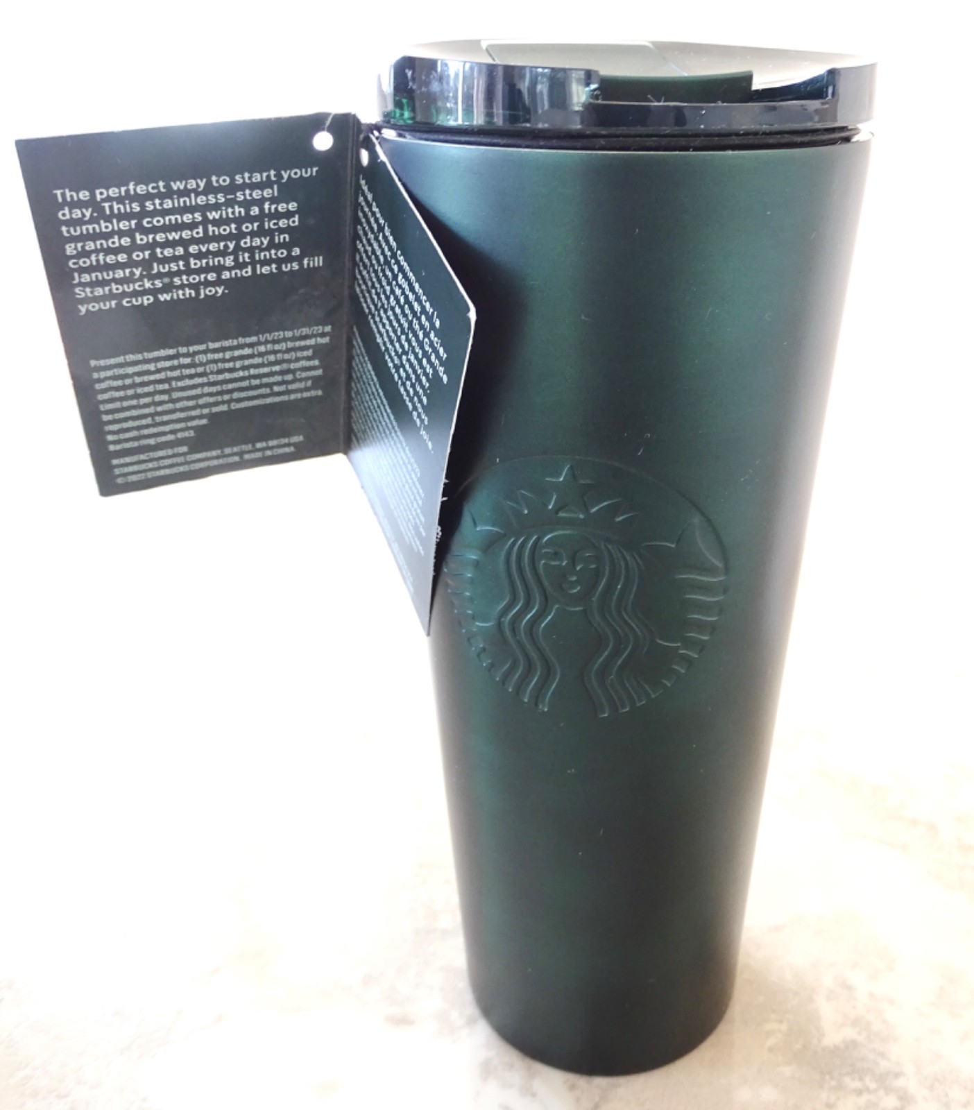 Refill Tumbler, Dark Green 16 Oz   New With Tags