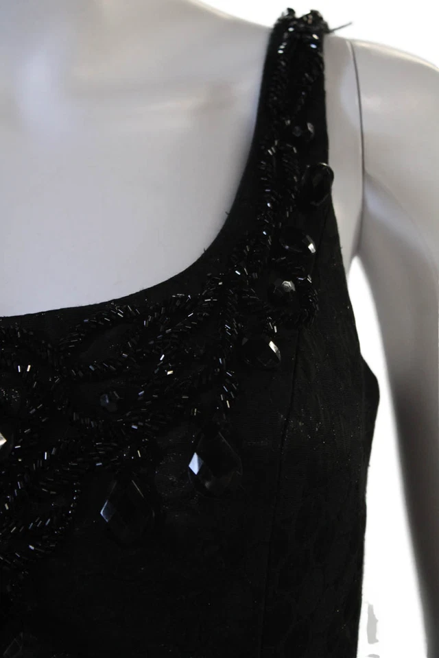 Vestido Vaina Carmen Marc Valvo Mujer Negro Sin Mangas Cuello Redondo Talla 2 Foto 2 de 4