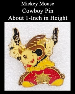 Vintage Mickey Mouse Cowboy Pin - Metal Base - About 1-Inch in Height