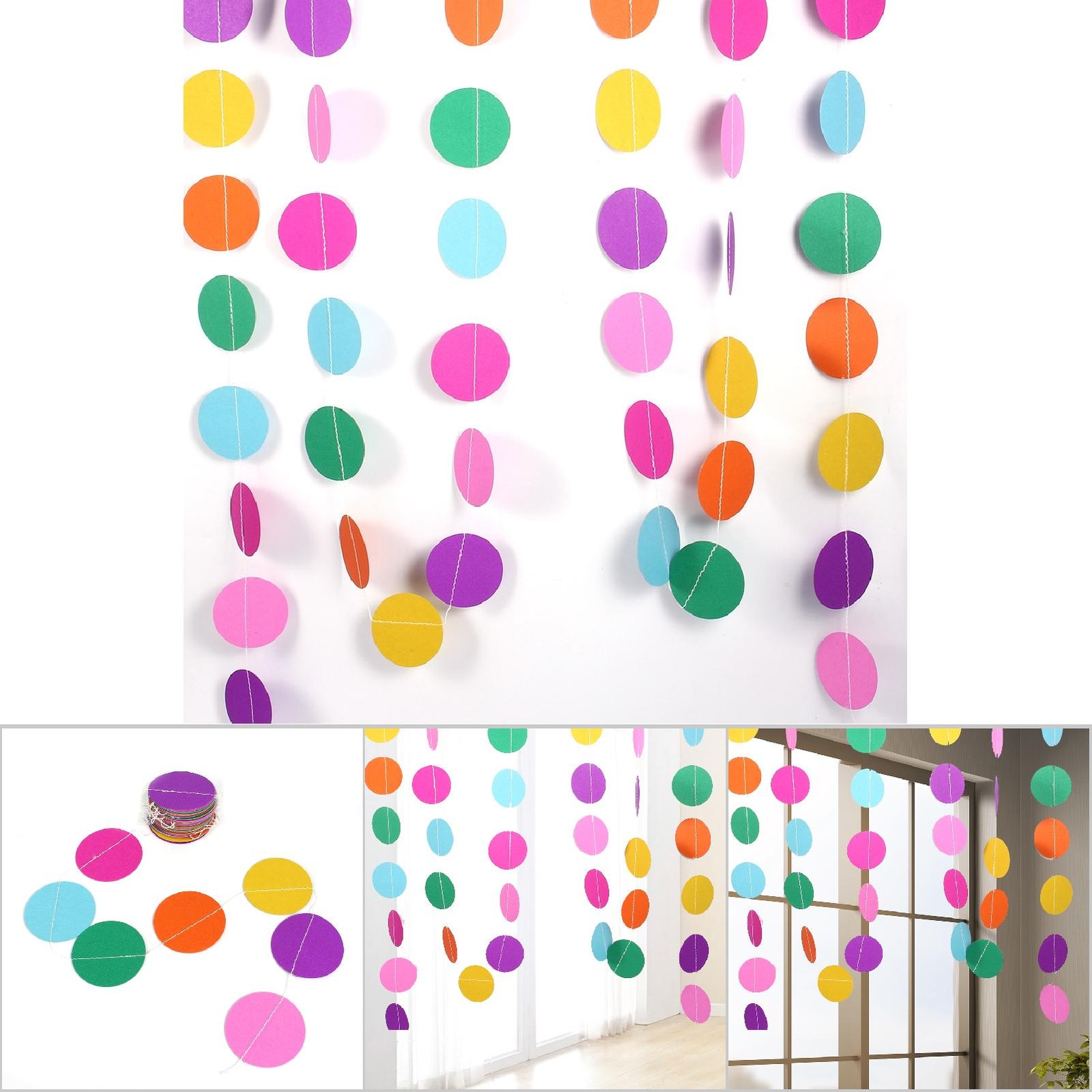 4M Colorful Paper Garland String Ideal For Home Wedding Decor