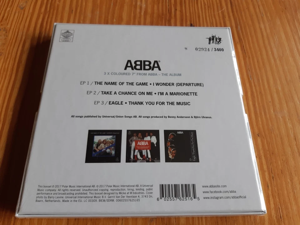 ABBA THE ALBUM - 3 x 7" COLOURED VINYL SINGLES - BOX SET NO. 2924 / 3400 - NEW - Image 3 of 4