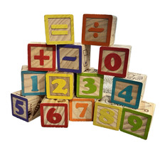 Number And Math Sign Alphabet Building Wood B...