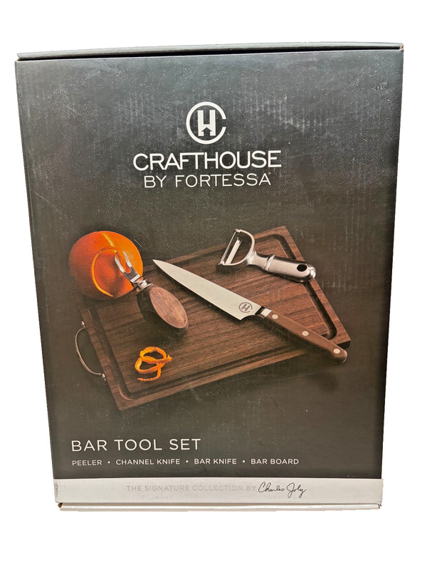 Crafthouse by Fortessa Charles Joly Bar Tool Set NEW Walnut Board