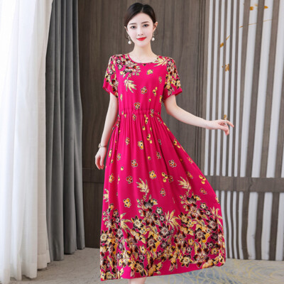 Ladies Short Sleeve Flower Printed Tunic Dresses Casual Long Pleated Maxi A-line | eBay Ladies Short Sleeve Flower Printed Tunic Dresses Casual Long Pleated Maxi A-line | eBay