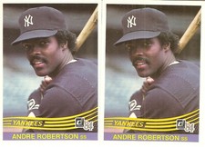 2 CARD 1984 DONRUSS ANDRE ROBERTSON BASEBALL CARD LOT #347