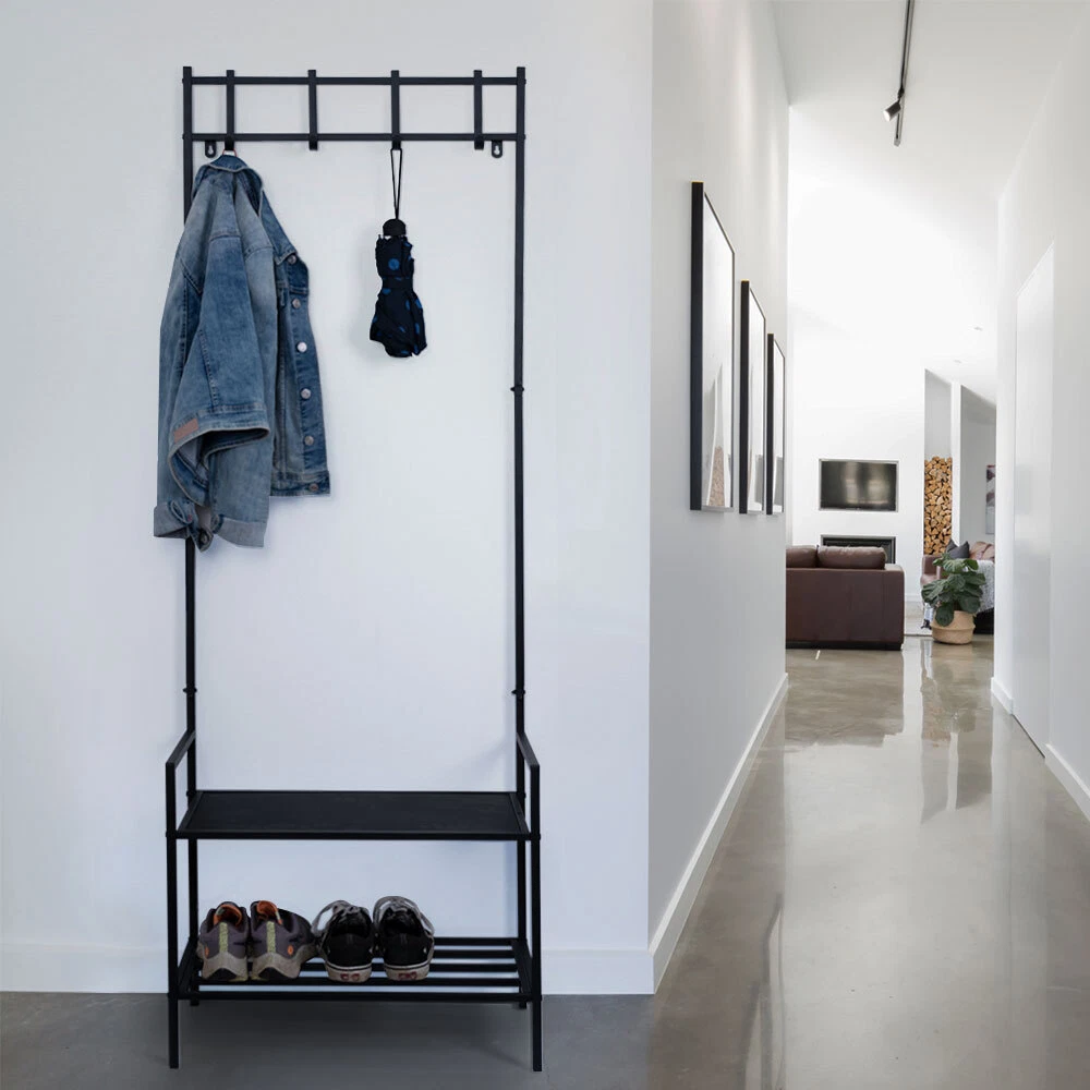 Garderobenständer Kleiderständer Schuhregal freistehend 4x Kleiderhaken H 168 cm