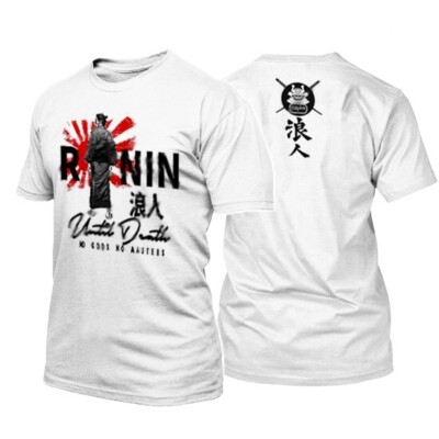 Samurai T-Shirt Japanese Warrior Kanji Bushido Code Shogun Katana 2 sided print