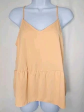 Olive & Oak Women's Peach V-Neck Peplum Style Tank Top Size Small NWT