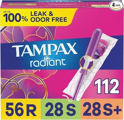 Tampax Radiant Tampons 112 Ct   Regular/Super/Super Plus, LeakGuard, Unscented