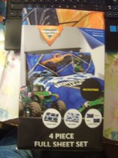 MONSTER JAM FULL SIZE SHEET SET NEW/PACKAGE 1 FLAT 1 FITTED 2 PILLOW CASES