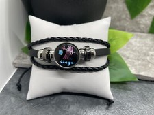 Leather Bead Bracelet Stackable Adjustable Tie New Free Ship Virgo A3405