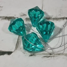 Aqua-Marine Acrylic Prism Suncatcher Tear Drop Ornament Lot Of 4