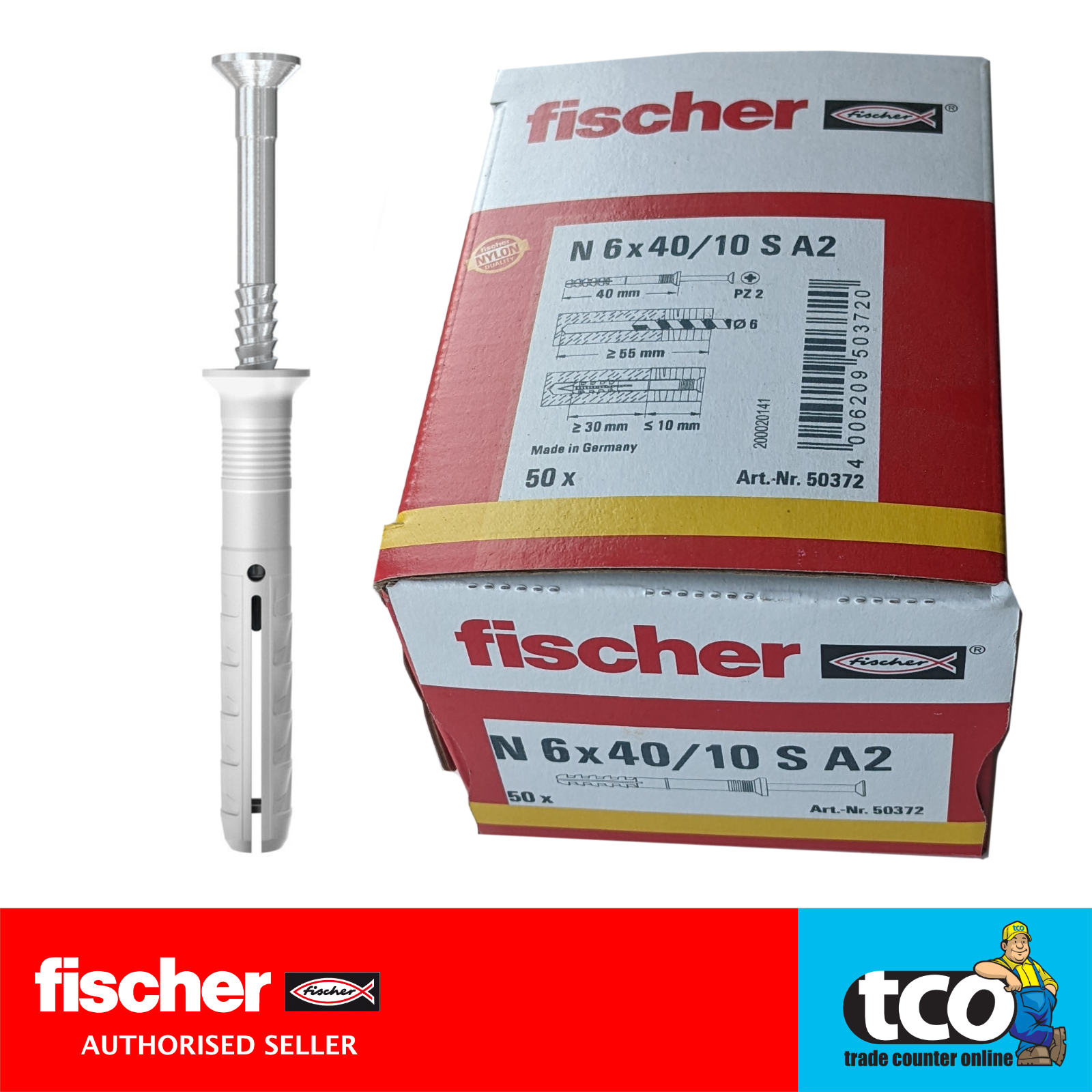 Fischer Hammerfix | Stainless Steel Hammer In Frame Fixing Anchor Box ...
