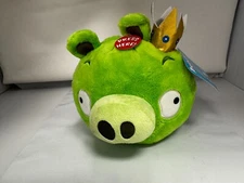 Angry Birds King Pig 6" Green Plush Commonwealth Gold Crown 2010 NO SOUND