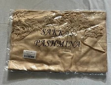 Sakkas Pashmina Rectangle Scarf Wrap Shawl Beige NEW in Package 78 x 28”