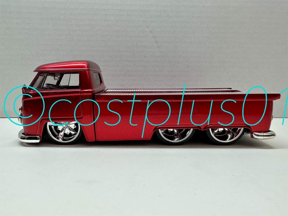 JADA V DUBS 1963 VW PICKUP SLIDING BED 1:24 RED CHROME
