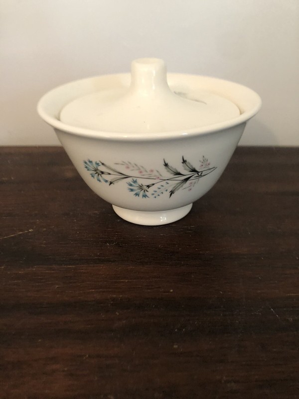 Taylor Smith Versatile Floral Creamer & Sugar Bowl Blue Pink Retro 50s