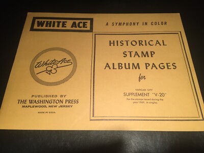 White Ace Stamp Album Supplement Pages - Vatican City Singles V-20 - 1969