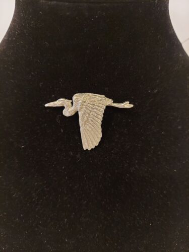 Cavin Richie Cast Pewter Heron Tie Tack Pin Signed