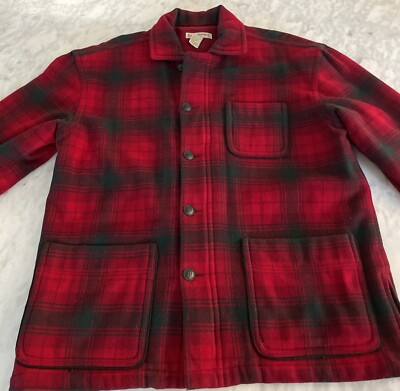 Banana Republic Wool Coat Men's Small Peacoat Red Black Plaid