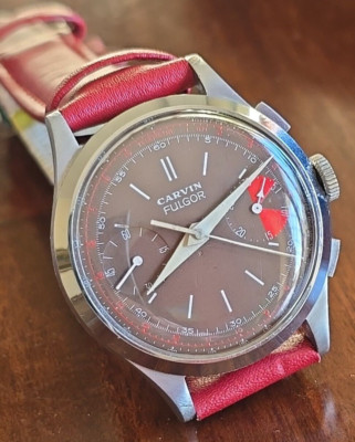 Cronografo CARVIN Fulgor  Valjoux 22 Cassa Acciaio Chronograph Watch Vintage