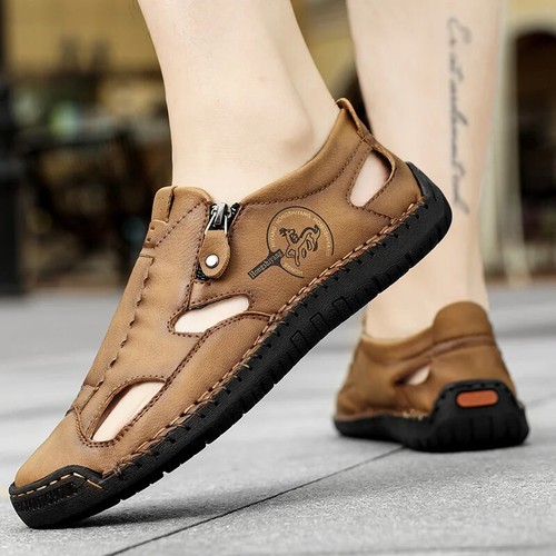 Sandali uomo estivi cavi traspiranti slip on scarpe outdoor casual spiaggia - Foto 3 di 14