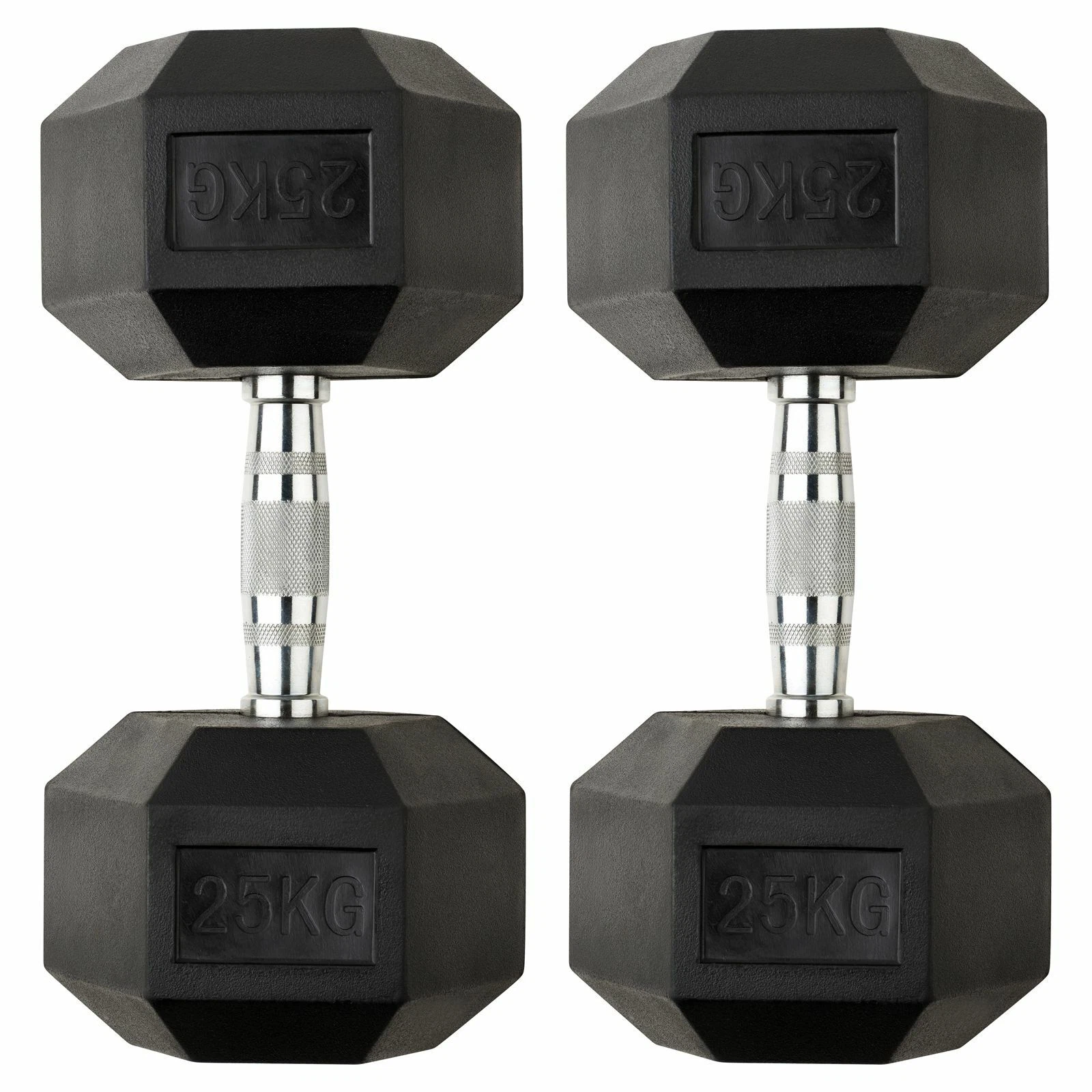 HEX DUMBBELLS PAIRS - 20kg RUBBER ENCASED CAST IRON DUMBELL DUMBBELL