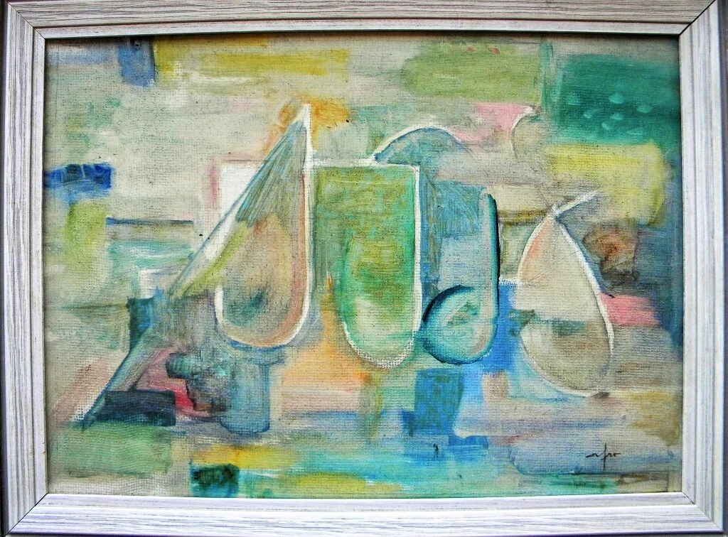 AFRO BASALDELLA ITALIA 1912-1976 EXCELENTE COMPOSICION ABSTRACTA O/T 49X38 CMS