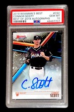 CONNOR SCOTT 2018 BOWMANS BEST OF 2018 AUTOGRAPHS #B18CSC PSA AUTO GEM MINT 10