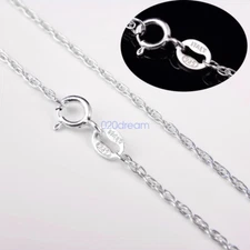 1.2mm Real 925 Sterling Silver Cuban Rolo Chain Necklace 14-28" Stamped Italy