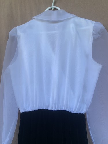 VTG 1980'S JR Nites women Black Velour Skirt sheer Sleeve top Evening Dress READ - Picture 10 of 24
