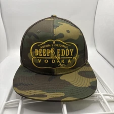 Deep Eddy Vodka Camo Hat / Cap (Embroidered Patch) Adjustable Snap-Back. Used