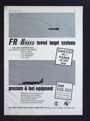 Original 1965 Anzeige FR Hayes gezogene Zielsysteme Druckkraftstoffgeräte